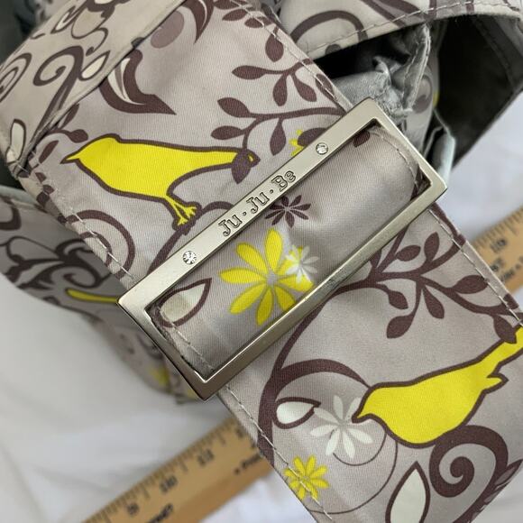 JuJuBe Diaper Bag Gray Yellow Chick Grey Bird Trees 13 Compartments Changing Mat - Picture 8 of 16